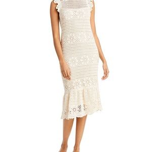 Lucy Paris Beige Cream Crochet Midi Dress Size Small NWT